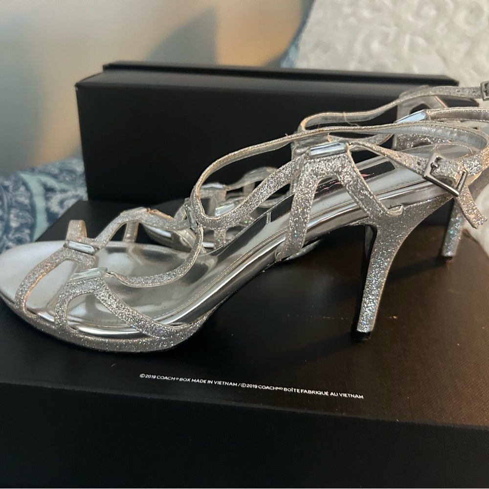 VENUS Glittering Silver Strappy Heels Brand New